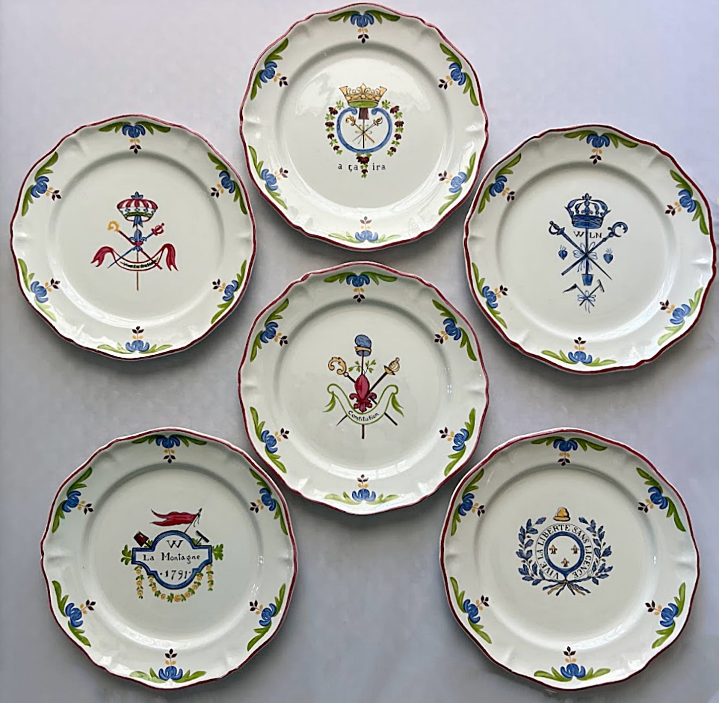 Vintage Set of 6 French Revolution Bicentennial Plates from Saint Amand