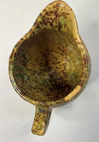 1920s Morton Pottery  Large Yellow Ware Pitcher Sponged Woodland Glaze