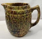 1920s Morton Pottery  Large Yellow Ware Pitcher Sponged Woodland Glaze