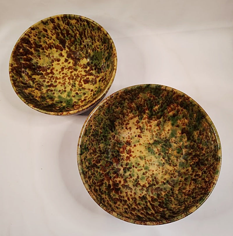 Morton Pottery Antique Pair Yellow Ware Mixing Bowls inside two bowls