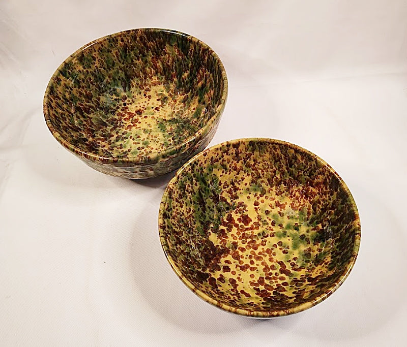 Morton Pottery Antique Pair Yellow Ware Mixing Bowls