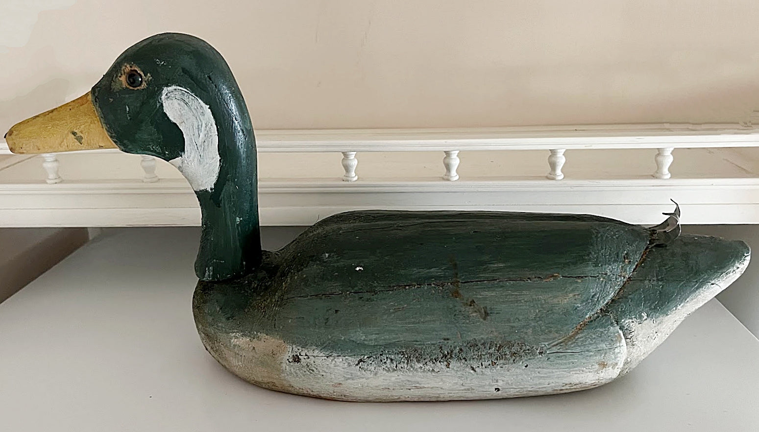 Folk Art Large Wooden Green Goose