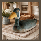 Folk Art Large Wooden Green Goose