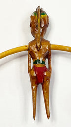 Folk Art Wood Balance Toy of a Native American Back view