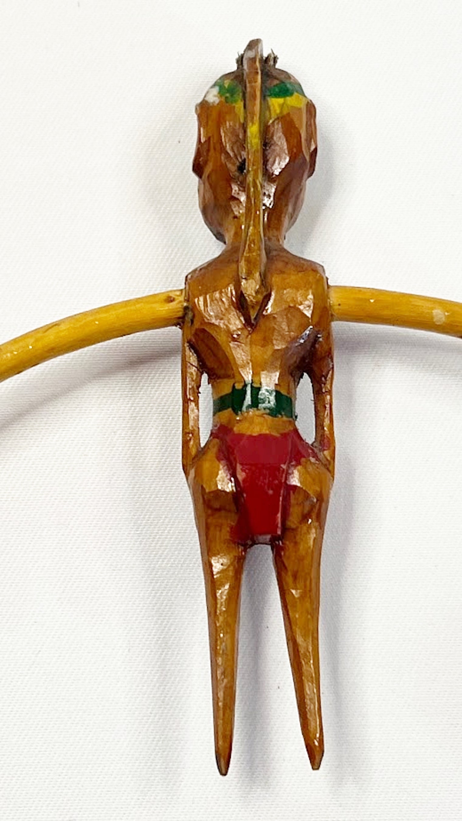 Folk Art Wood Balance Toy of a Native American Back view