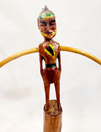 Folk Art Wood Balance Toy of a Native American Closeup