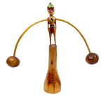 Folk Art Wood Balance Toy of a Native American on no background