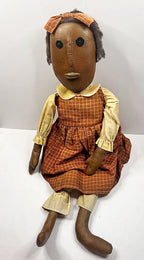 Handmade Girl Folk Art Doll Fabric and Oilcloth