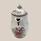Strasbourg France Vintage Faience Coffee Pot Hand Painted Cockerel