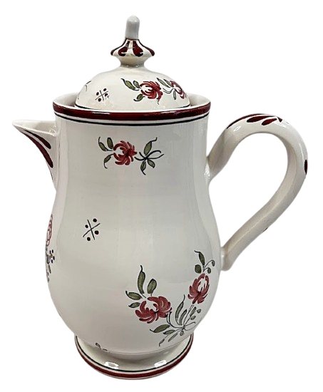 Strasbourg France Vintage Faience Coffee Pot Hand Painted Cockerel