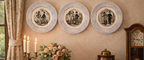 French  Antique Faience Conversation Plates  Set of Three