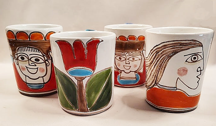 Vintage Four Italian Mugs by Susanna de Simone of La Fabbrica Della Ceramica