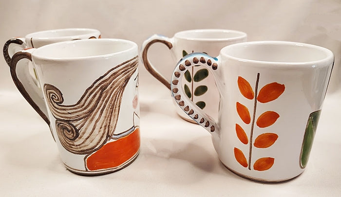 Vintage Four Italian Mugs by Susanna de Simone of La Fabbrica Della Ceramica