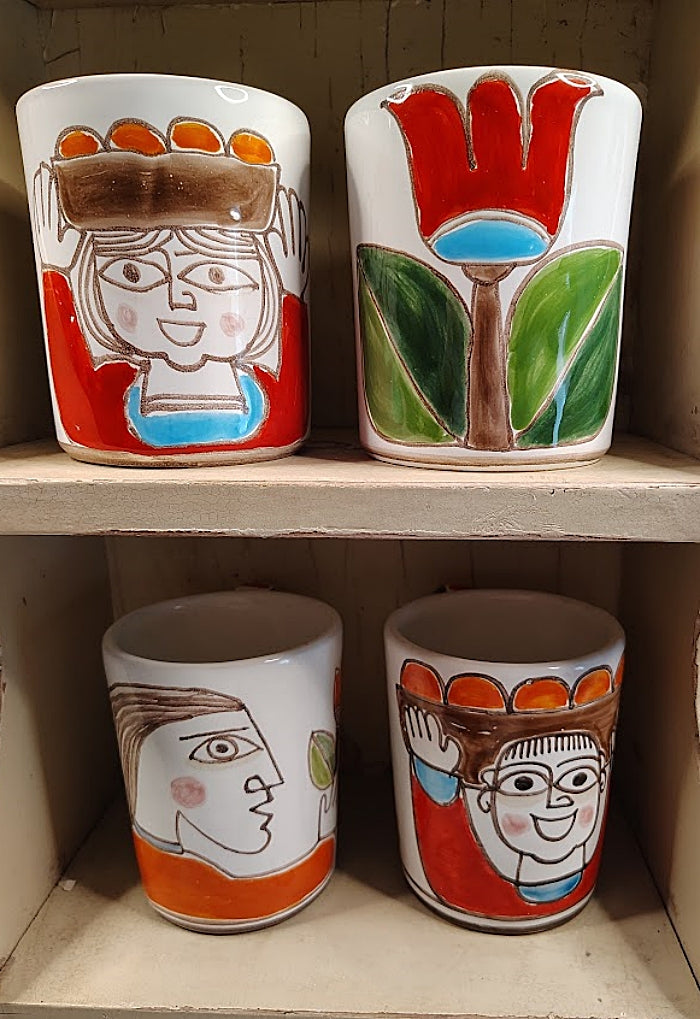 Vintage Four Italian Mugs by Susanna de Simone of La Fabbrica Della Ceramica