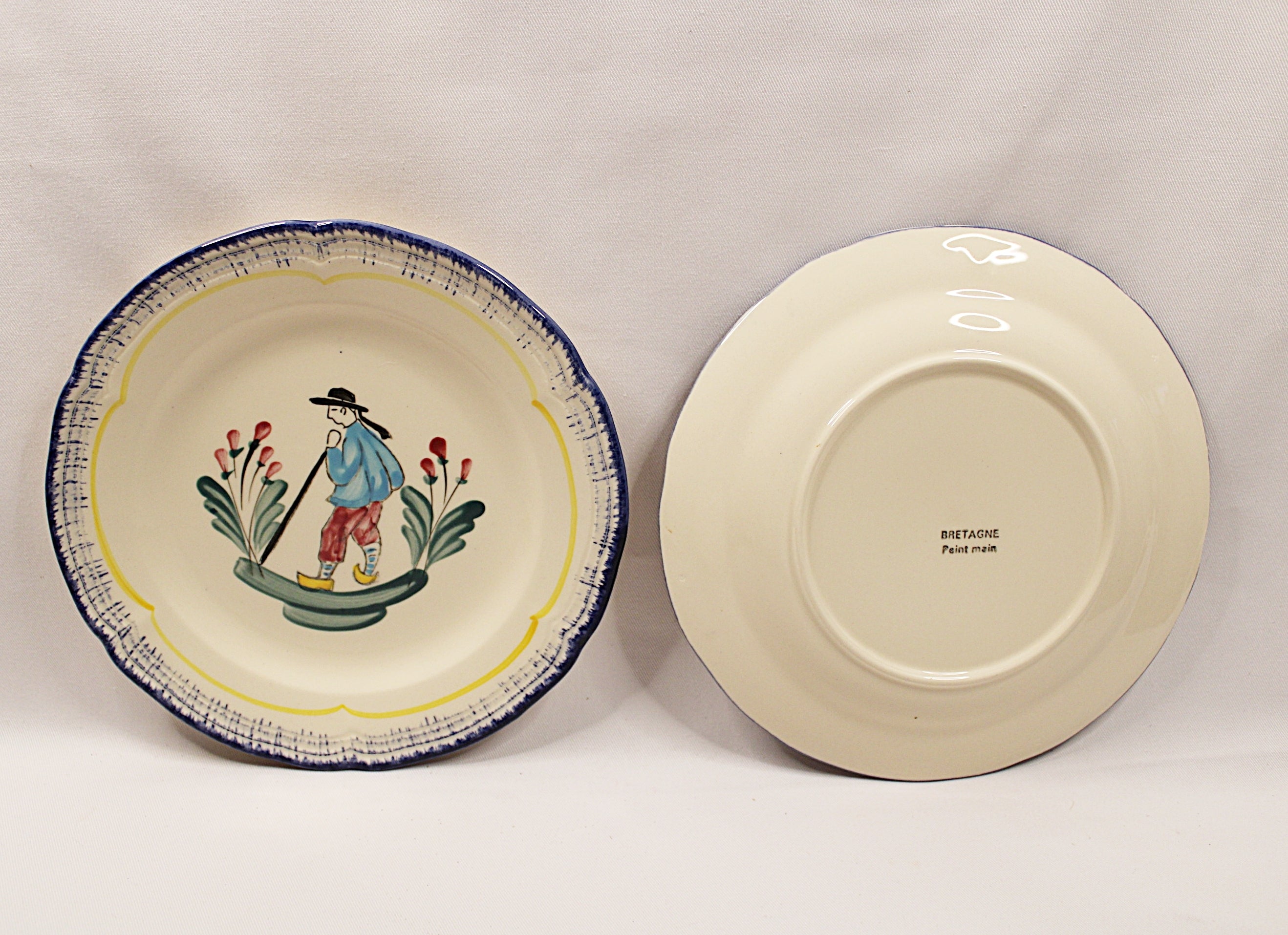 Eight  Rare Vintage French Faience Plates