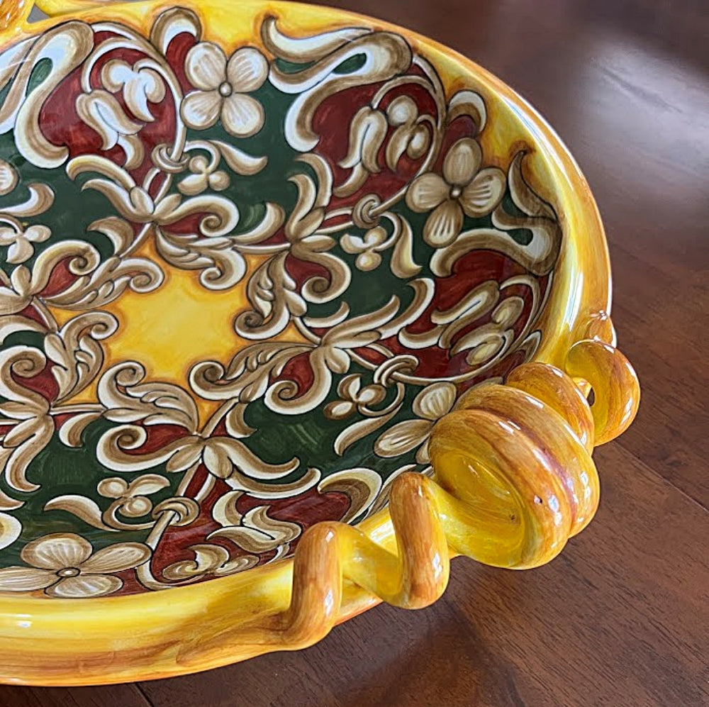 Vintage FRANCESCA NICCACCI Majolica 20 Inch Centerpiece Bowl Italian Renaissance Style