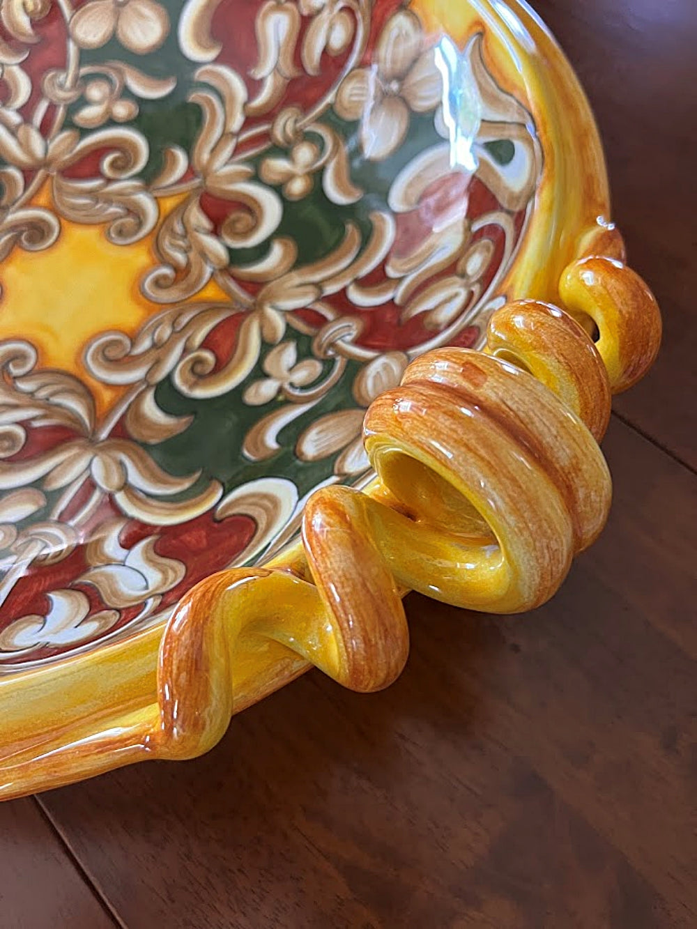 Vintage FRANCESCA NICCACCI Majolica 20 Inch Centerpiece Bowl Italian Renaissance Style