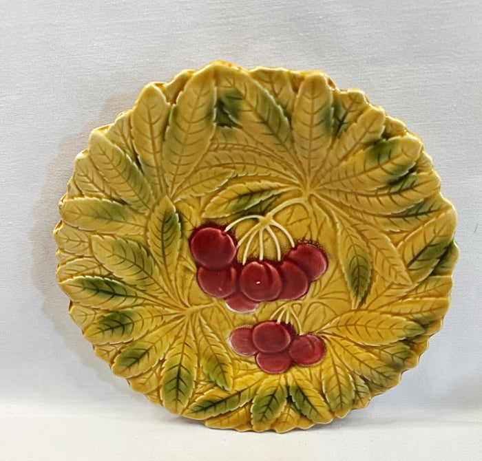 Vintage Sarreguemines Majolica Fruit Plates Set of Four 1920-1950