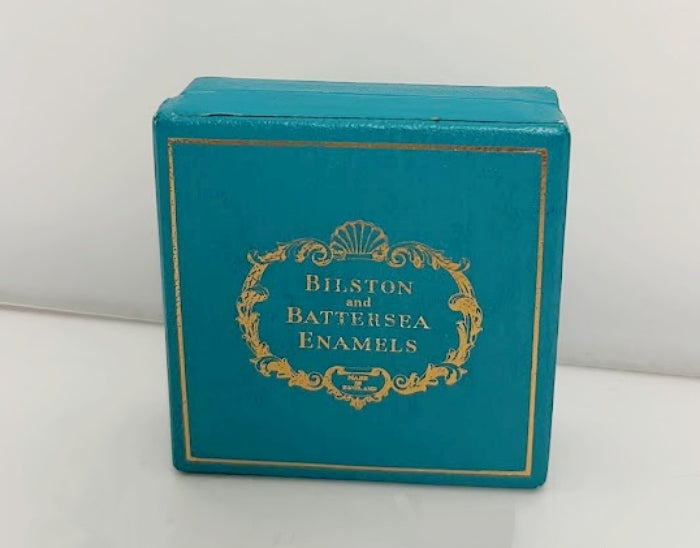 Vintage HALCYON DAYS English Enamel Miniature Box "Good Luck"