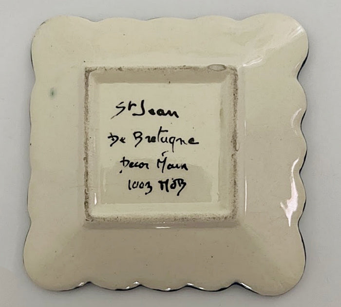 French Faience Trinket Dish by Saint-Jean de Bretagne