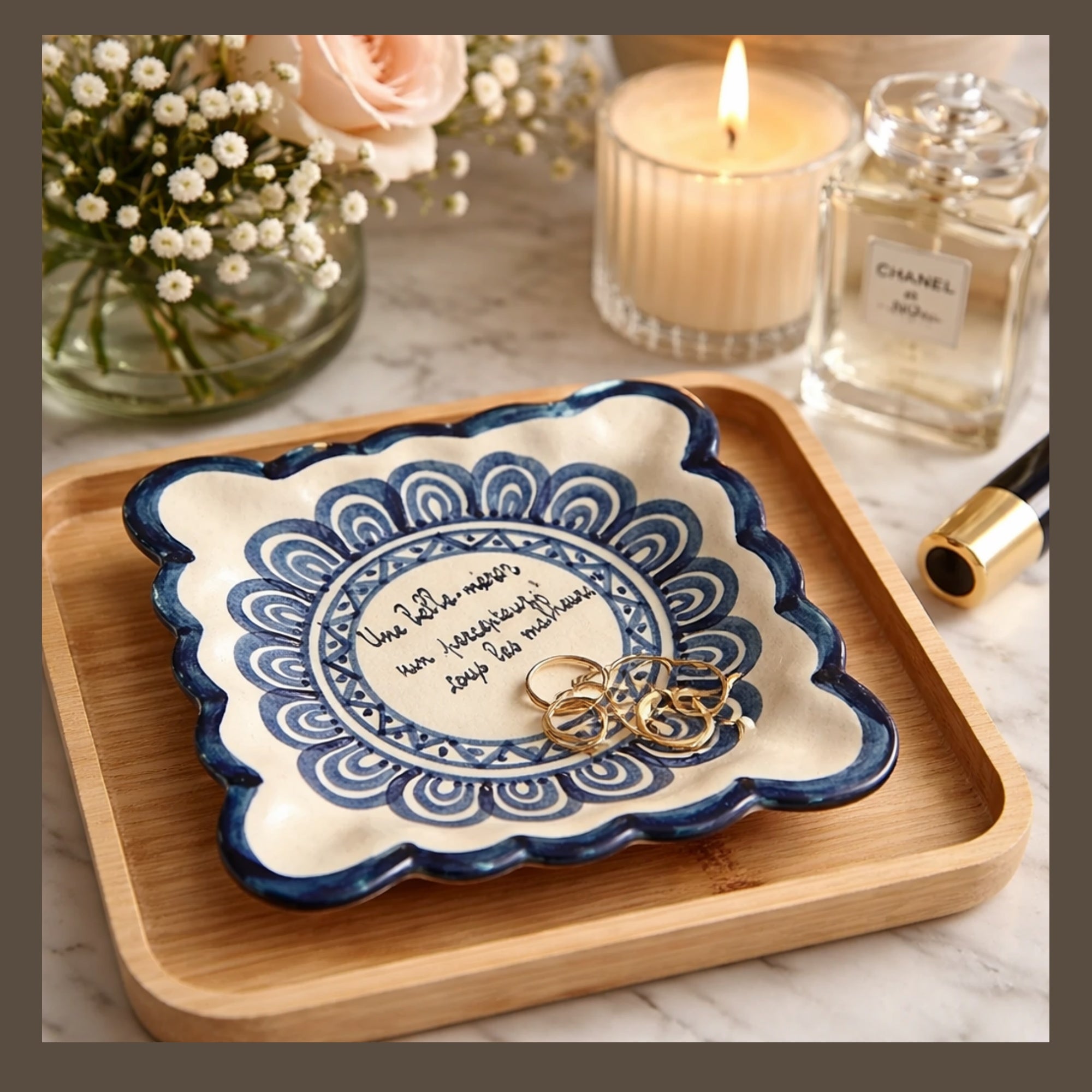 French Faience Trinket Dish by Saint-Jean de Bretagne