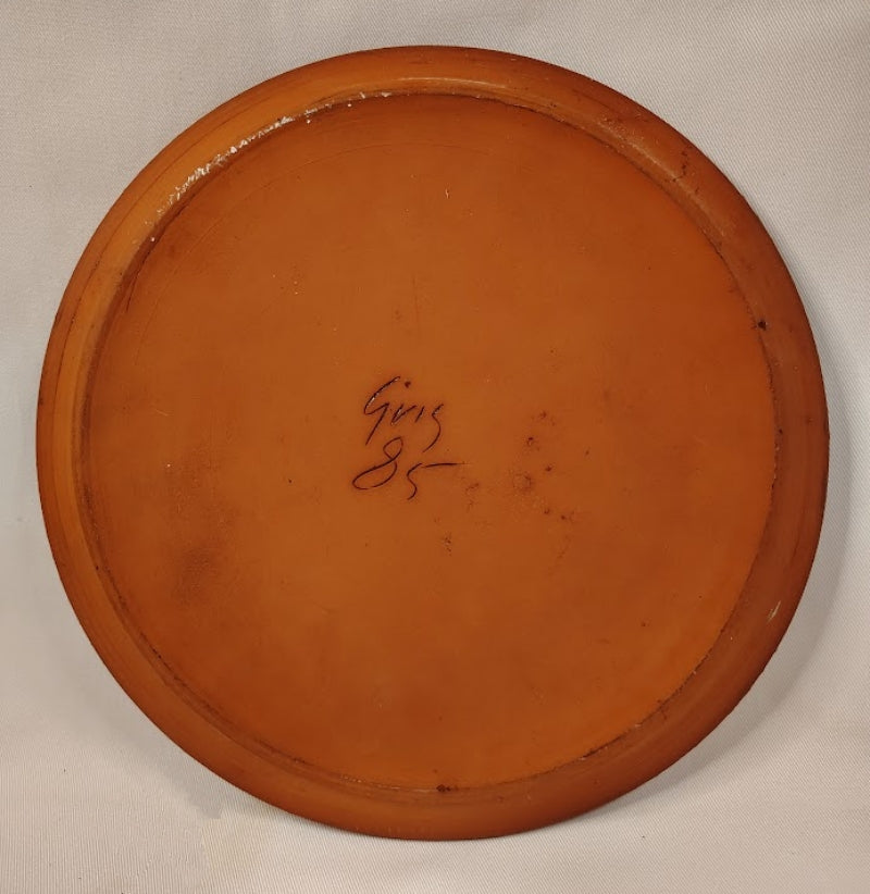  Gris Pottery Redware Plate Illinois signed back 85