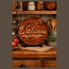 Vintage Redware Welcome Plate by Gris Pottery Dundee  Illinois