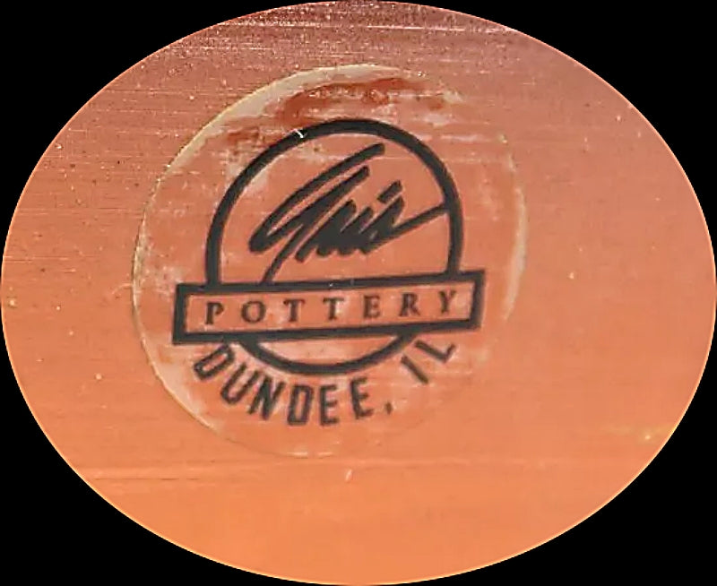  Gris Pottery Redware Plate Illinois label closeup