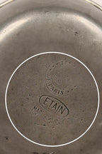 Large Vintage French Pewter Porringer by Les Etains de Paris Showing makers marks closeup