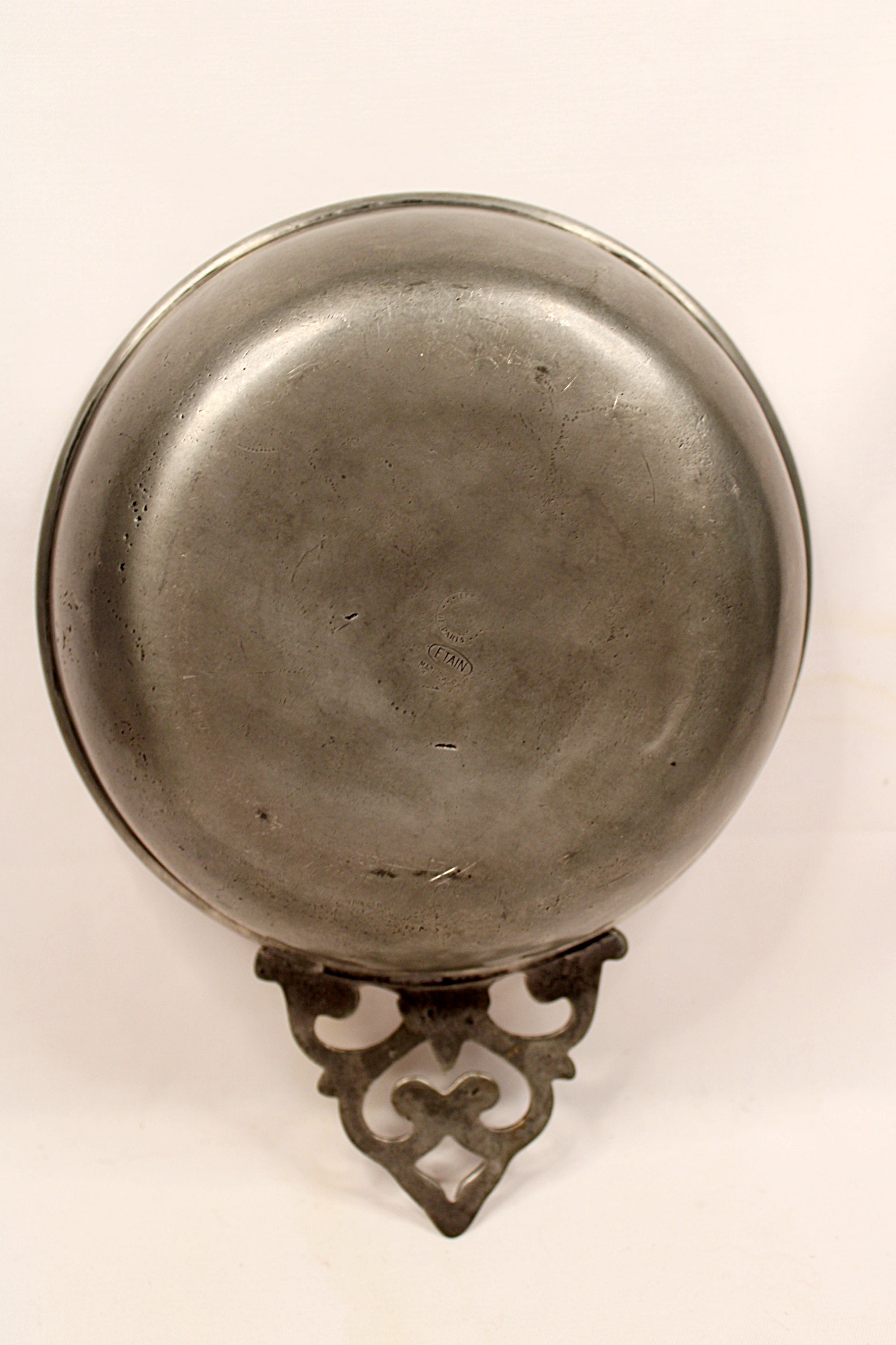 Large Vintage French Pewter Porringer by Les Etains de Paris Showing Bottom