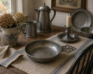 Large Vintage French Pewter Porringer by Les Etains de Paris