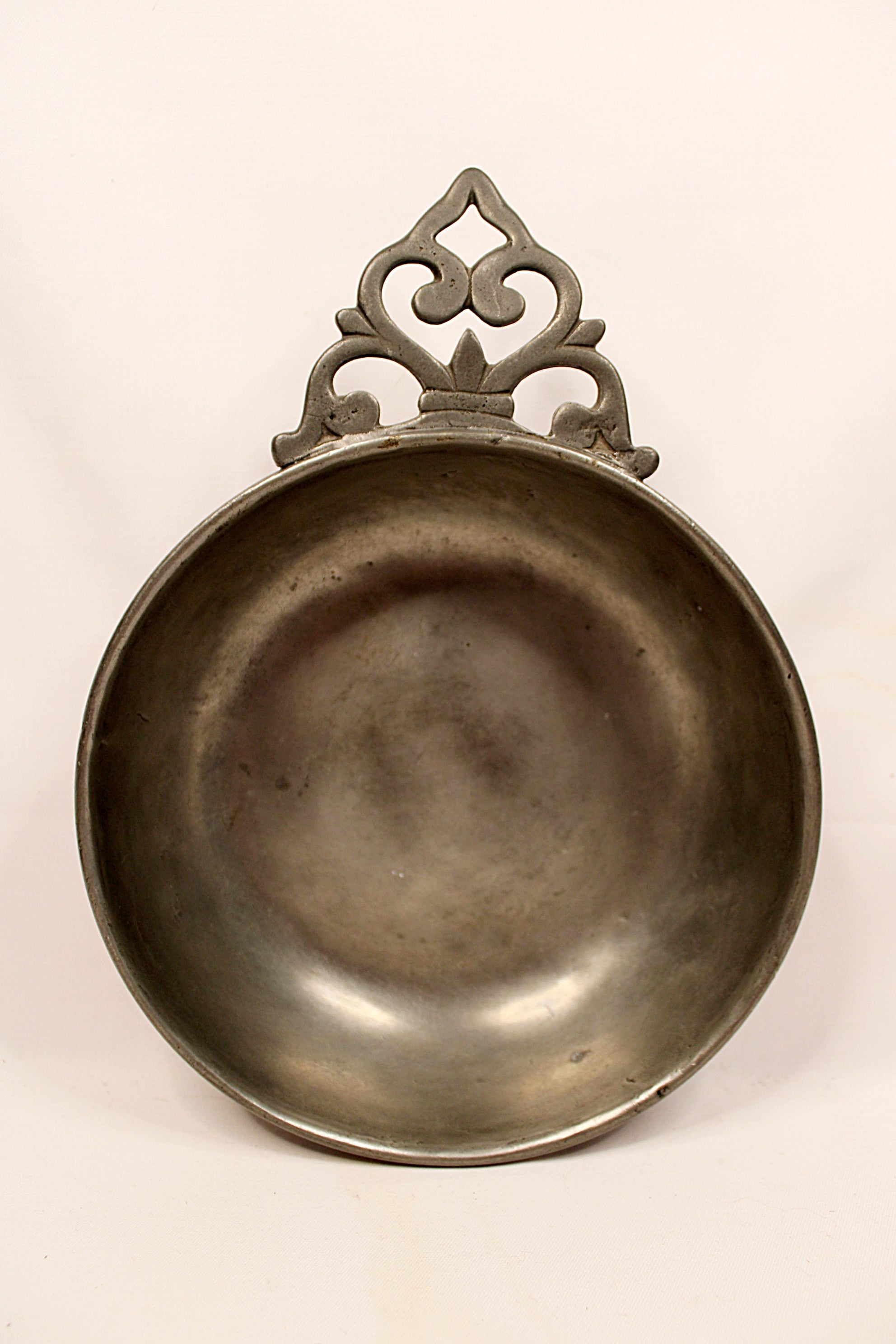 Large Vintage French Pewter Porringer by Les Etains de Paris on white background