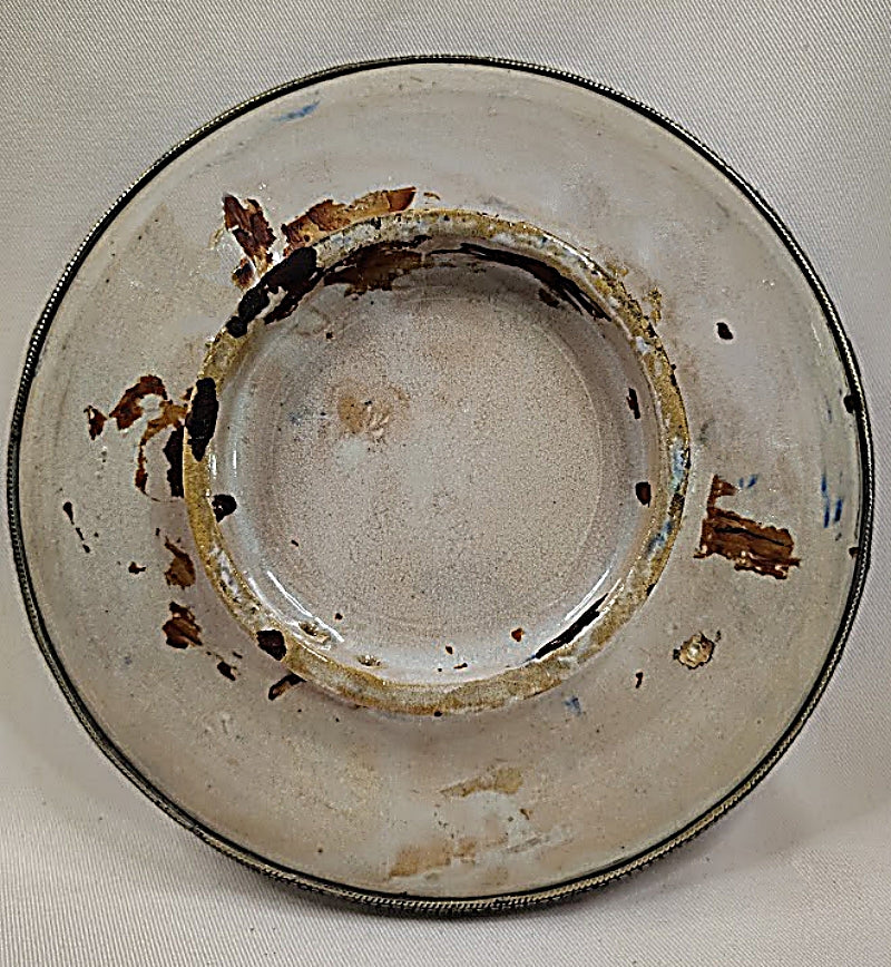 Antique Moroccan Pottery Dish with Cabochons