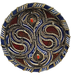 Antique Moroccan Pottery Dish with Cabochons
