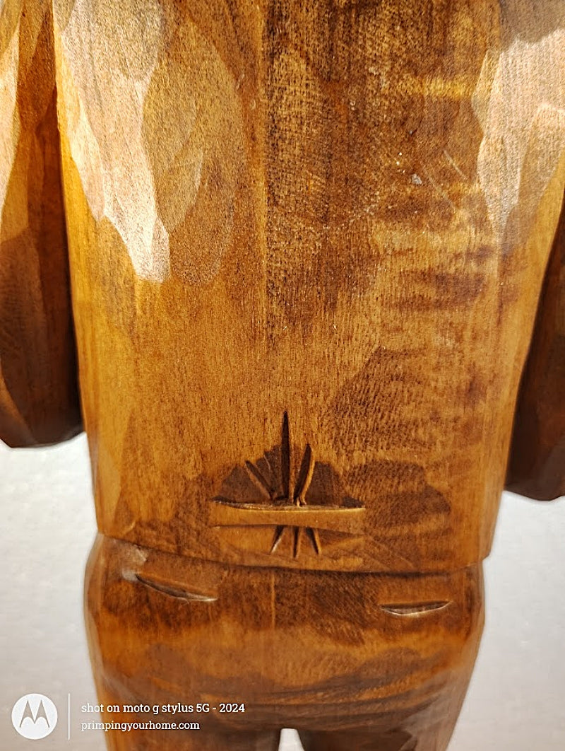 PAUL-EMILE CARON 25 Inch Tall Woodcarving of Violinist St.-Jean-Port-Jolie, Quebec back of jacket