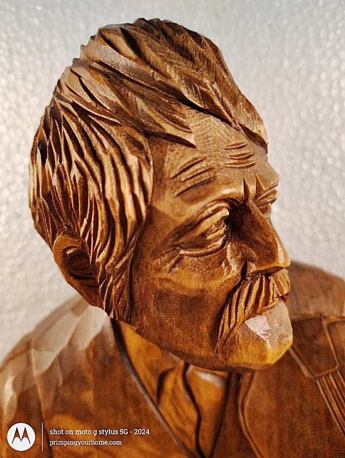 PAUL-EMILE CARON 25 Inch Tall Woodcarving of Violinist St.-Jean-Port-Jolie, Quebec face right side