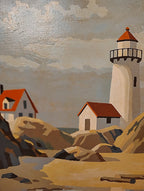 Oil Painting Beach Scene with Lighthouse PBN Craft Master