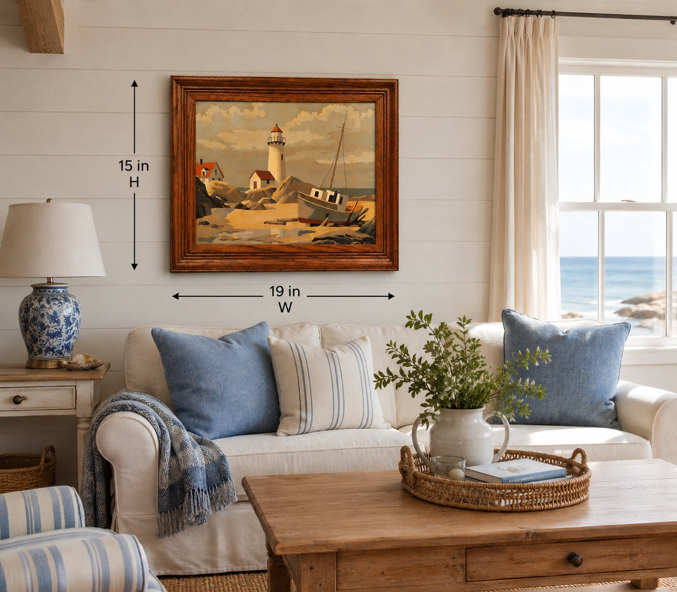 Oil Painting Beach Scene with Lighthouse PBN Craft Master