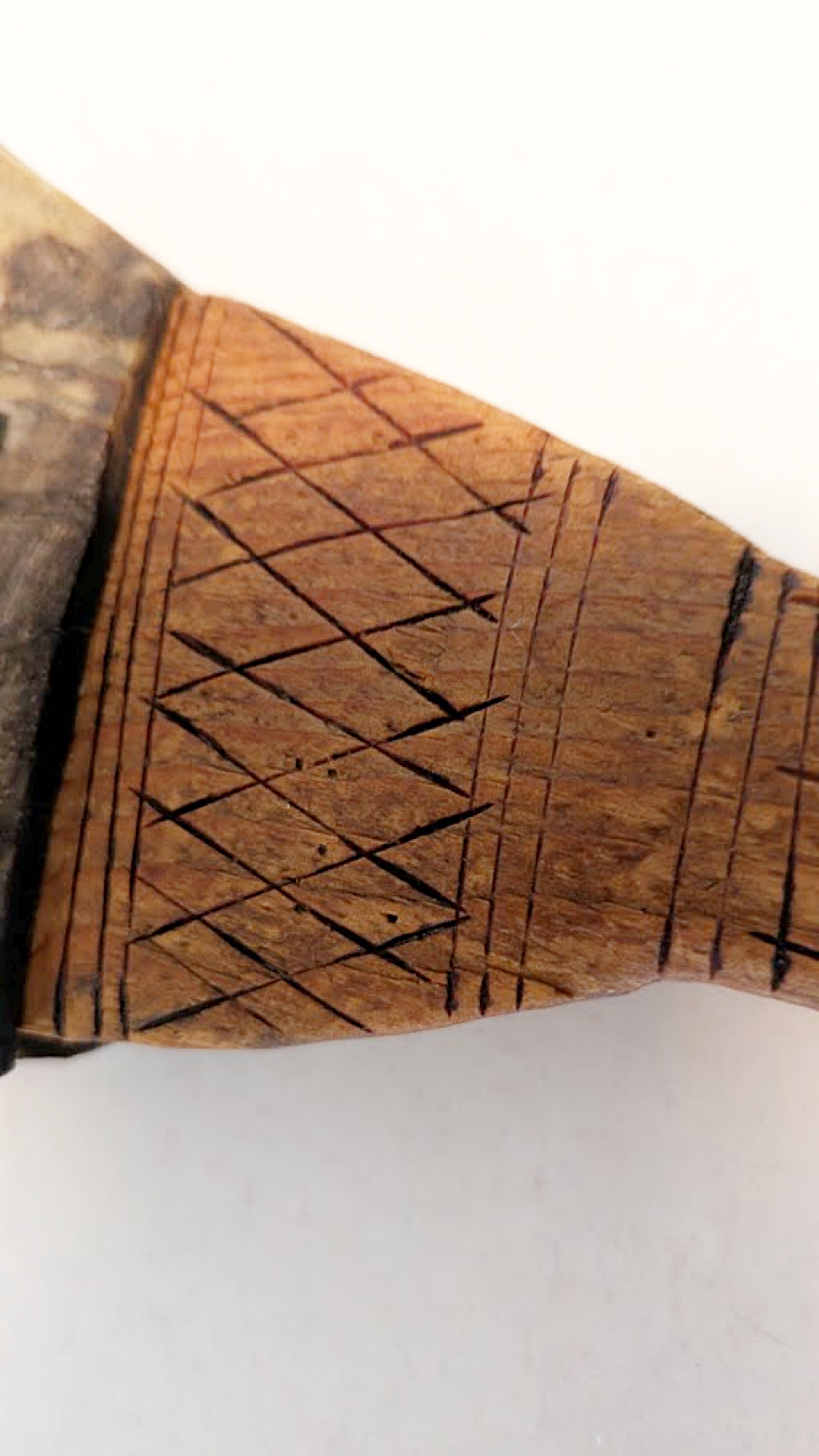 African Textile Tool Wooden Carved Fiber Comb with Forged Iron Spikes Design in wood handle