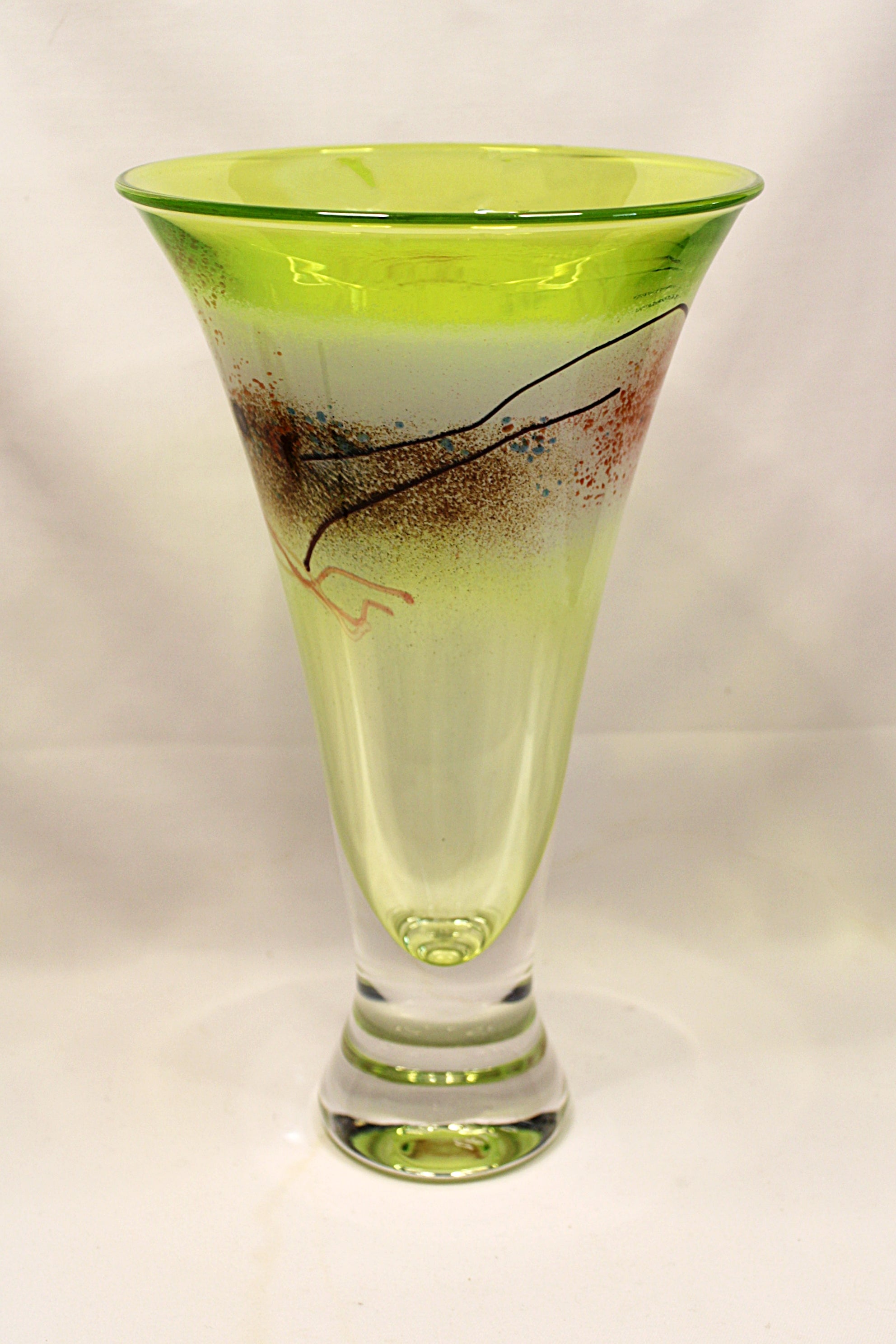 Chartreuse Art Glass Vase by Earl O. James