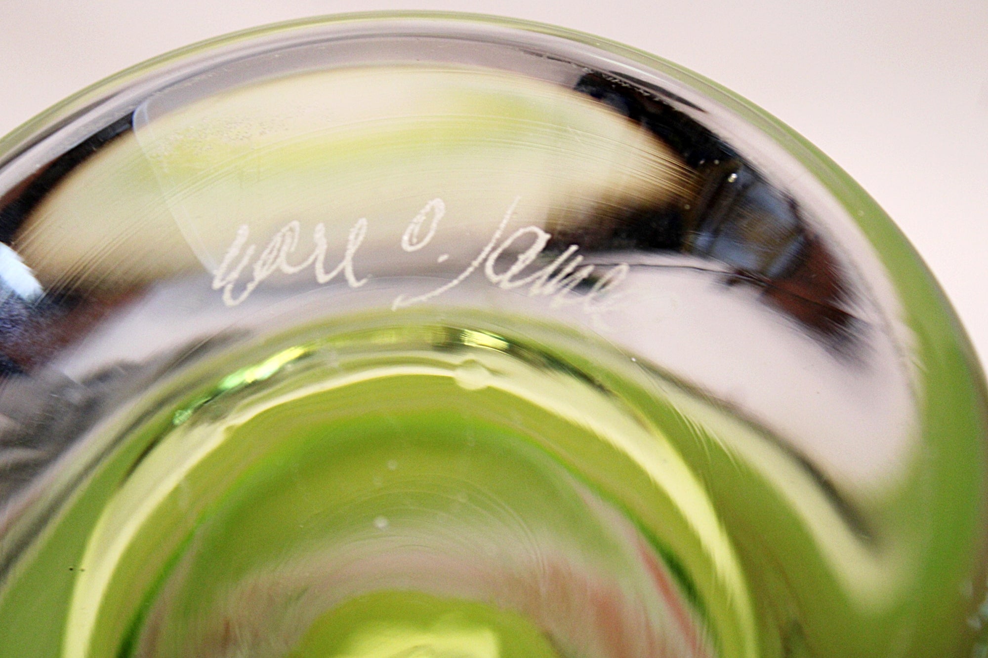 Chartreuse Art Glass Vase by Earl O. James