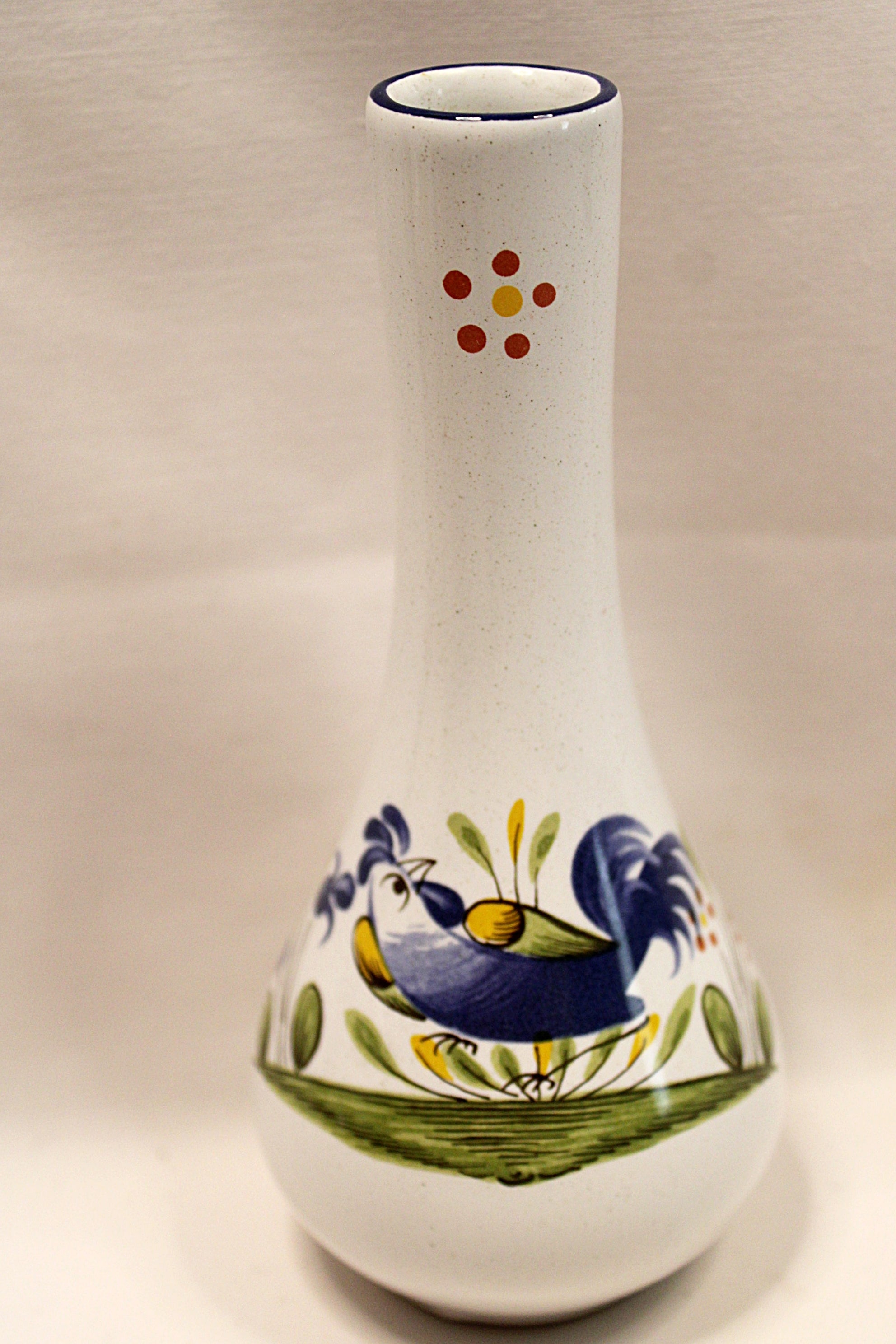 French Faience Vase  Les Coqs by Keller and Guerin 1880 -  1922