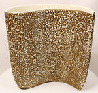 Rocky Mountain MCM Pottery Vase Gilded Pebbled Lava Glaze Back View