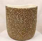 Rocky Mountain MCM Pottery Vase Gilded Pebbled Lava Glaze Full Front View