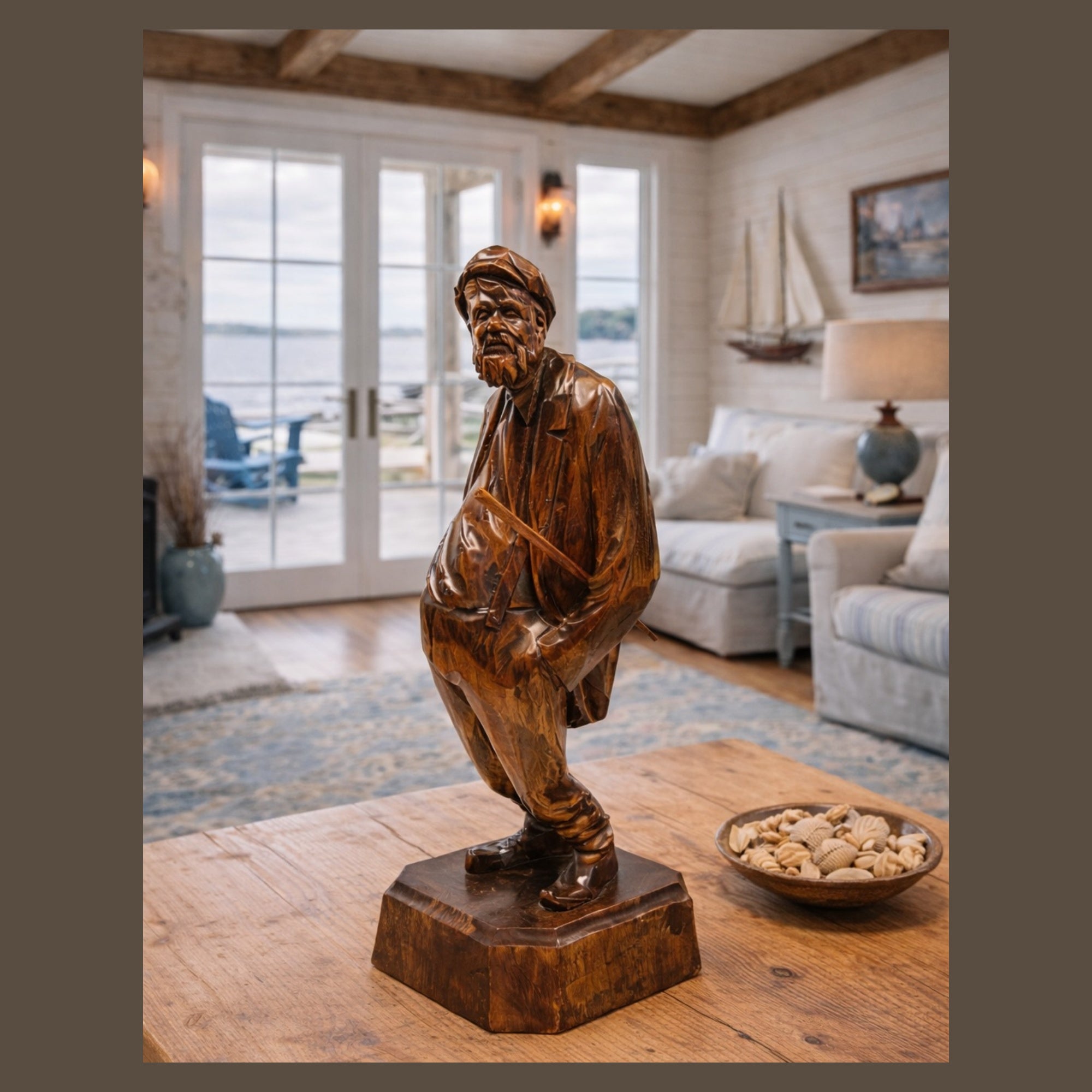 Hand-Carved Wood Sculpture by Paul Emile Caron