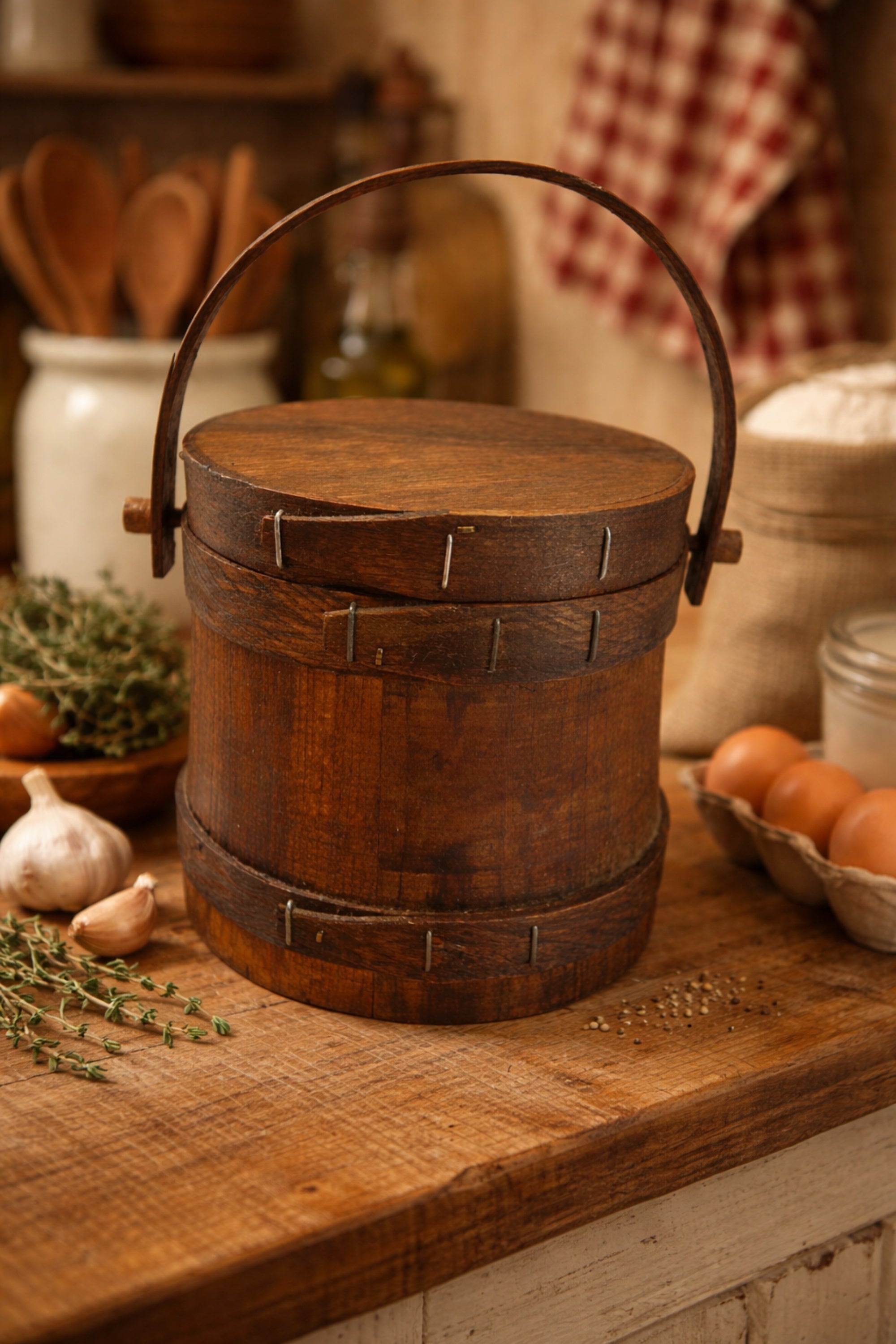 Wood Firkin - Bucket with Lid - Hard to Find Size