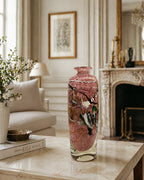 French Art Glass Bottle Vase with Gold Inclusions Handblown Signed Michele Luzoro