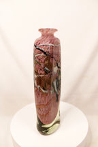 French Art Glass Bottle Vase with Gold Inclusions Handblown Signed Michele Luzoro