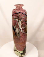 French Art Glass Bottle Vase with Gold Inclusions Handblown Signed Michele Luzoro