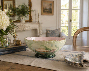T & V Antique French Art Nouveau Limoges Centerpiece Bowl